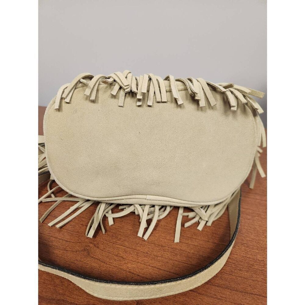 Patricia Nash Tan Suede Leather Fringe Bronte Bucket Crossbody Shoulder Bag - Picture 10 of 14